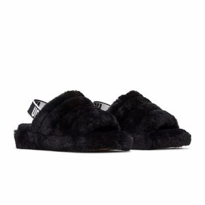 UGG Black Fluffy Slide Sandals